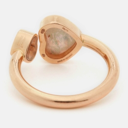 Pre Owned Chopard Happy Hearts Mother of Pearl Diamond 18k Rose Gold Ring Size 54