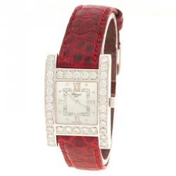 Pre Owned Chopard Mother of Pearl White Gold Diamonds Your Hour Women's Wristwatch 25 mm
