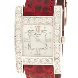 Pre Owned Chopard Mother of Pearl White Gold Diamonds Your Hour Women's Wristwatch 25 mm