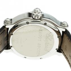 Chopard White Happy Sport Snowflakes 18K White Gold Steel Diamonds Women's Wristwatch 38 mm