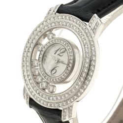 Chopard Mother of Pearl 18K White Gold Happy Diamonds Women's Wristwatch 30 mm