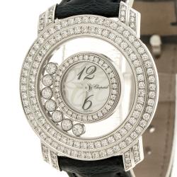 Chopard Mother of Pearl 18K White Gold Happy Diamonds Women's Wristwatch 30 mm