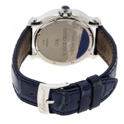 Pre Owned Chopard Blue Mother of Pearl Stainless Steel Happy Sport Diamonds Limited Edition 278475-3013 Women's Wristwatch 34 mm