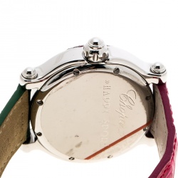 Pre Owned Chopard Pink Mother of Pearl Stainless Steel and Diamonds Happy Sport 28/8944 Women's Wristwatch 37 mm