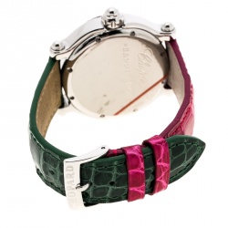 Pre Owned Chopard Pink Mother of Pearl Stainless Steel and Diamonds Happy Sport 28/8944 Women's Wristwatch 37 mm