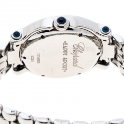 Pre Owned Chopard White Stainless Steel and Diamonds Happy Sport 8236 Women's Wristwatch 32 mm
