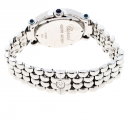 Pre Owned Chopard White Stainless Steel and Diamonds Happy Sport 8236 Women's Wristwatch 32 mm