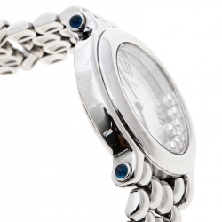 Pre Owned Chopard White Stainless Steel and Diamonds Happy Sport 8236 Women's Wristwatch 32 mm