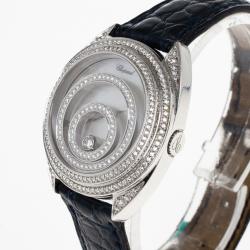 Pre Owned Chopard Silver White Gold Happy Spirit Women's Wristwatch 32MM