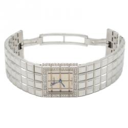 Chopard Silver Steel Ice Cube Diamond Bezel Women'S Watch 22MM