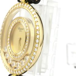 Pre Owned Chopard Gold Diamonds 18K Yellow Gold Happy Diamond 20/4292 Women's Wristwatch 24 MM
