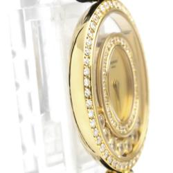 Pre Owned Chopard Gold Diamonds 18K Yellow Gold Happy Diamond 20/4292 Women's Wristwatch 24 MM