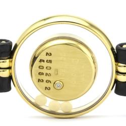 Pre Owned Chopard Gold Diamonds 18K Yellow Gold Happy Diamond 20/4801 Women's Wristwatch 21 MM