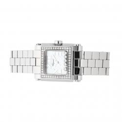 Chopard MOP Diamonds Happy Sport Square Stainless Steel 278516-3004 Women's Wristwatch 24 MM                                                                                                                                                      