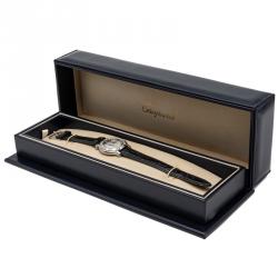 Pre Owned Chopard White Happy Sport Snow Flake Dial Stainless Steel Diamond Women's Watch 31MM