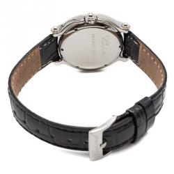 Pre Owned Chopard White Happy Sport Snow Flake Dial Stainless Steel Diamond Women's Watch 31MM