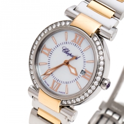 Pre Owned Chopard Mother of Pearl 18K Rose Gold Stainless Steel Diamonds Imperiale 8541 Women's Wristwatch 28 mm