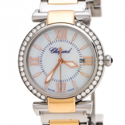 Pre Owned Chopard Mother of Pearl 18K Rose Gold Stainless Steel Diamonds Imperiale 8541 Women's Wristwatch 28 mm