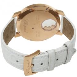 Pre Owned Chopard Happy Sun Rose Gold Leather Womens Wristwatch 40 MM