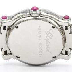 Pre Owned Chopard Pink MOP Stainless Steel Diamond Happy Sport 27/8250-21 Women's Wristwatch 26MM
