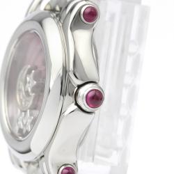 Pre Owned Chopard Pink MOP Stainless Steel Diamond Happy Sport 27/8250-21 Women's Wristwatch 26MM