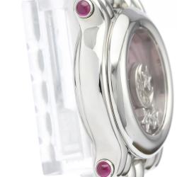 Pre Owned Chopard Pink MOP Stainless Steel Diamond Happy Sport 27/8250-21 Women's Wristwatch 26MM