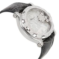 Pre Owned Chopard White Diamonds 18K White Gold And Stainless Steel Happy Sport 288946-2001 Women's Wristwatch 38 MM