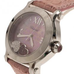 مملوكة مسبقًا Chopard Pink Stainless Steel Happy Sport Women’s Wristwatch 38MM