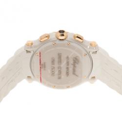 Pre Owned Chopard White Ceramic Happy Sport Women's Wristwatch 42MM