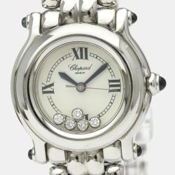 Chopard White Diamond Stainless Steel Happy Sport 27/8250-23 Quartz Women's Wristwatch 26 mm