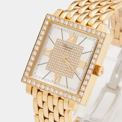 Pre Owned Chopard Mother Of Pearl 18K Yellow Gold Diamond Classique Square 14/3540/8-20 Women's Wristwatch 35 mm