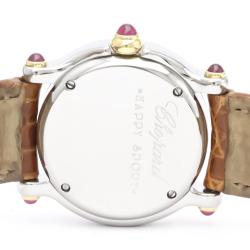 Pre Owned Chopard White Diamond 18k Yellow Gold And Stainless Steel Happy Sport 27/8246-21 Quartz Women's Wristwatch 26 mm