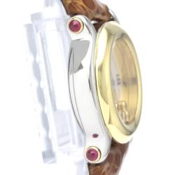 Pre Owned Chopard White Diamond 18k Yellow Gold And Stainless Steel Happy Sport 27/8246-21 Quartz Women's Wristwatch 26 mm