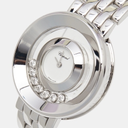 Chopard White 18k White Gold Diamond Happy Diamonds 4169 Women's Wristwatch 31 mm