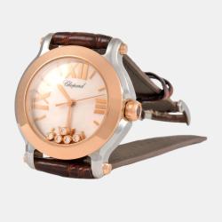 Chopard White Stainless Steel and Diamond Happy Sports 27/8509-6002 Women's Wristwatch 30 mm