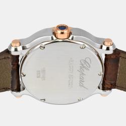 Chopard White Stainless Steel and Diamond Happy Sports 27/8509-6002 Women's Wristwatch 30 mm