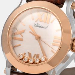 Chopard White Stainless Steel and Diamond Happy Sports 27/8509-6002 Women's Wristwatch 30 mm