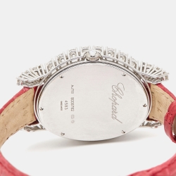 Chopard Mother of Pearl Diamonds 18K White Gold Alligator L'Heure Du Diamant Oval 139383-1001 Women's Wristwatch 40 mm
