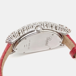 Chopard Mother of Pearl Diamonds 18K White Gold Alligator L'Heure Du Diamant Oval 139383-1001 Women's Wristwatch 40 mm