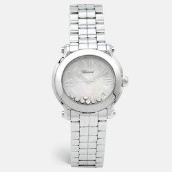 Chopard Mother Of Pearl Diamond Stainless Steel Happy Sport 8475 Women's Wristwatch 35 mm