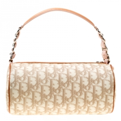 Dior Beige/Pink Diorissimo Coated Canvas and Leather Trotter Romantique Satchel