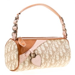 Dior Beige/Pink Diorissimo Coated Canvas and Leather Trotter Romantique Satchel