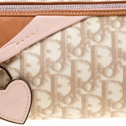 Dior Beige/Pink Diorissimo Coated Canvas and Leather Trotter Romantique Satchel