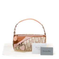 Dior Beige/Pink Diorissimo Coated Canvas and Leather Trotter Romantique Satchel