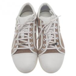 مملوكة مسبقًا حذاء رياضي ديور رجالي جلد سويدي بيج وجلد مقاس 40