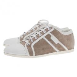 مملوكة مسبقًا حذاء رياضي ديور رجالي جلد سويدي بيج وجلد مقاس 40