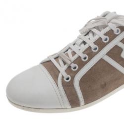 مملوكة مسبقًا حذاء رياضي ديور رجالي جلد سويدي بيج وجلد مقاس 40