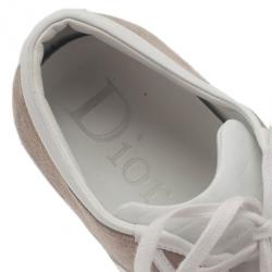 مملوكة مسبقًا حذاء رياضي ديور رجالي جلد سويدي بيج وجلد مقاس 40