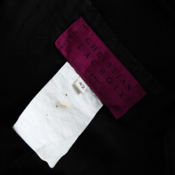 Pre Owned جاكيت كريستيان لاكروا صوف أسود بطيات وخرز وأكمام شفافة L