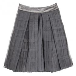 Christian Lacroix Grey Pleated Midi Skirt L